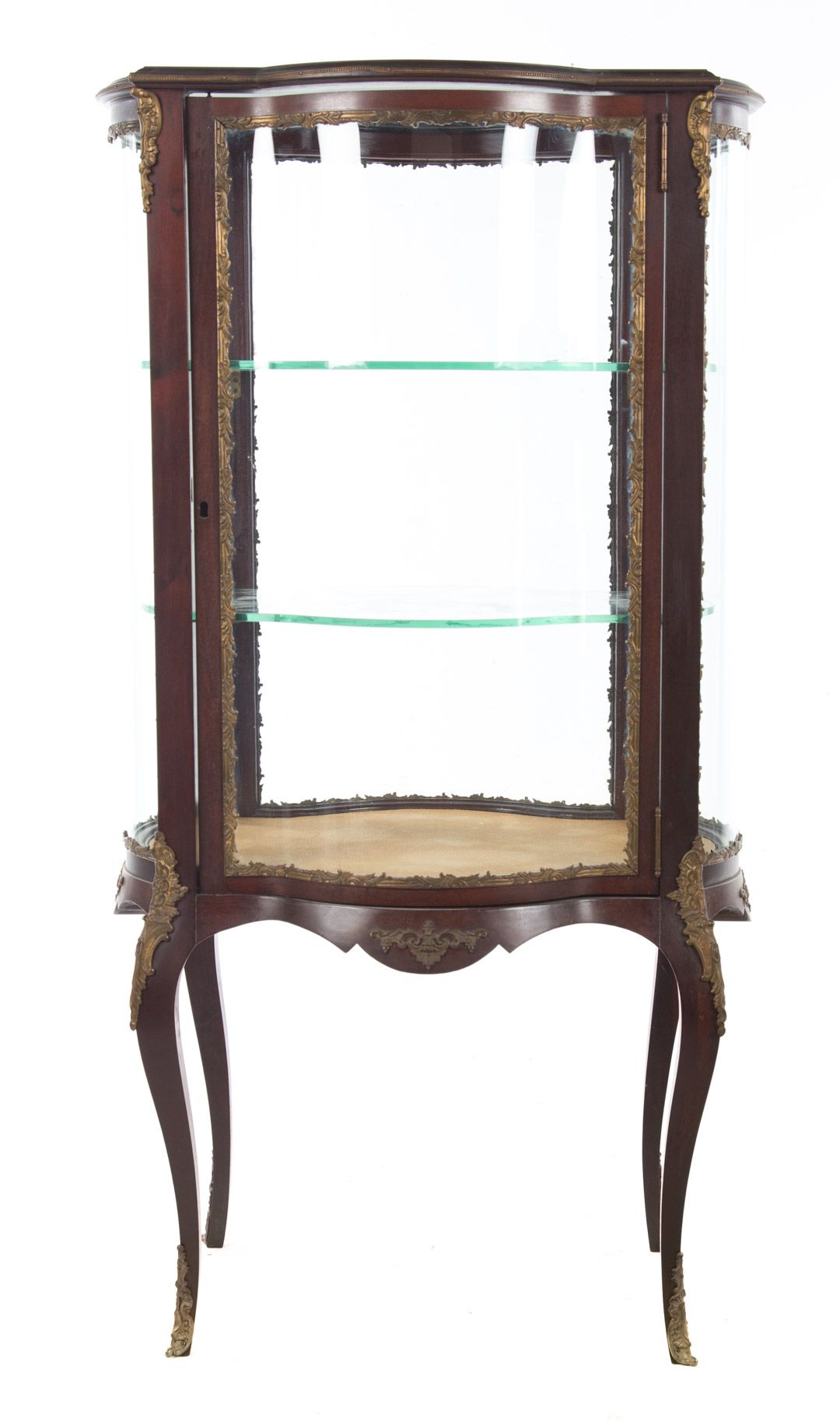 Appraisal: Louis XV style glass panel mahogany vitrine compartment with shelves