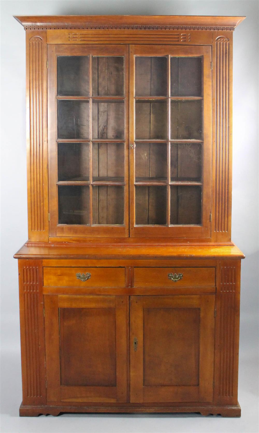 Appraisal: CHERRYWOOD STEP BACK CUPBOARD POSSIBLY SOUTHERN having a cornice with