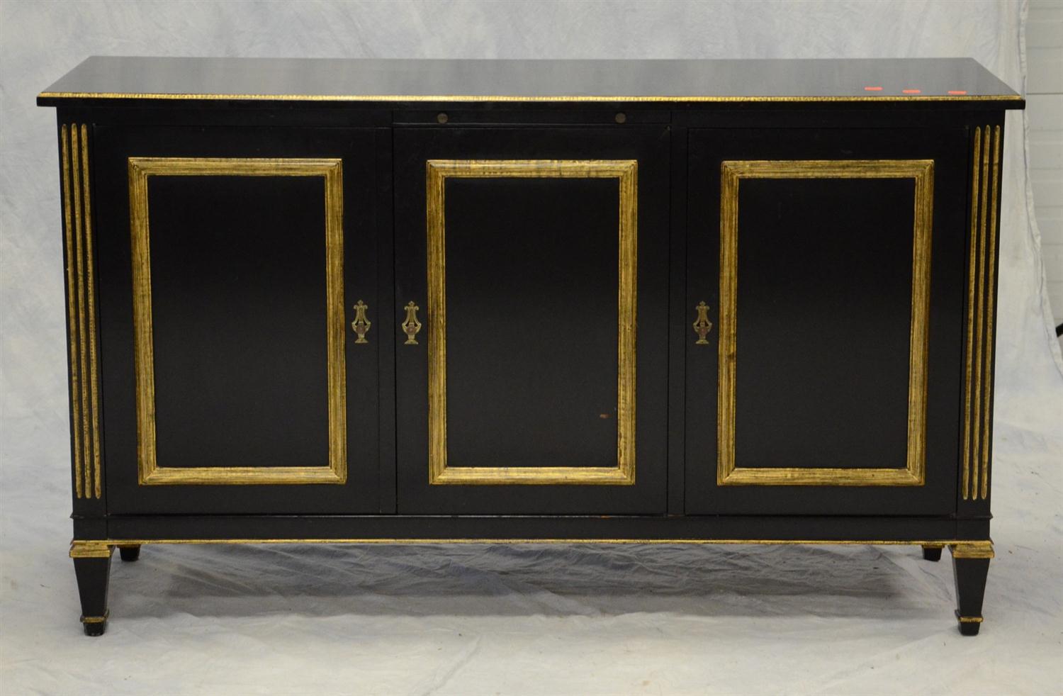 Appraisal: Bodart Italian directoire style black lacquer and gilt wood sideboard