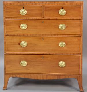 Appraisal: George III mahogany two over three drawer chest on flared