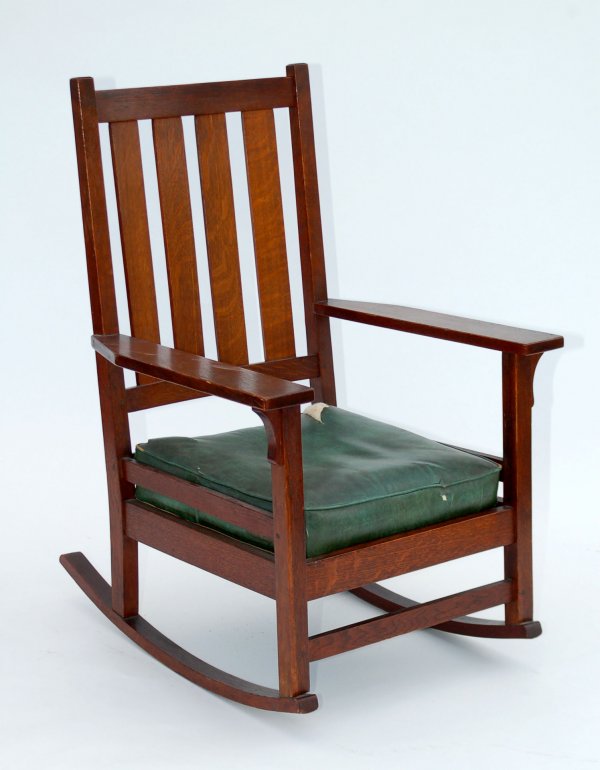 Appraisal: Rocking chair with drop in seat Four vertical back slats