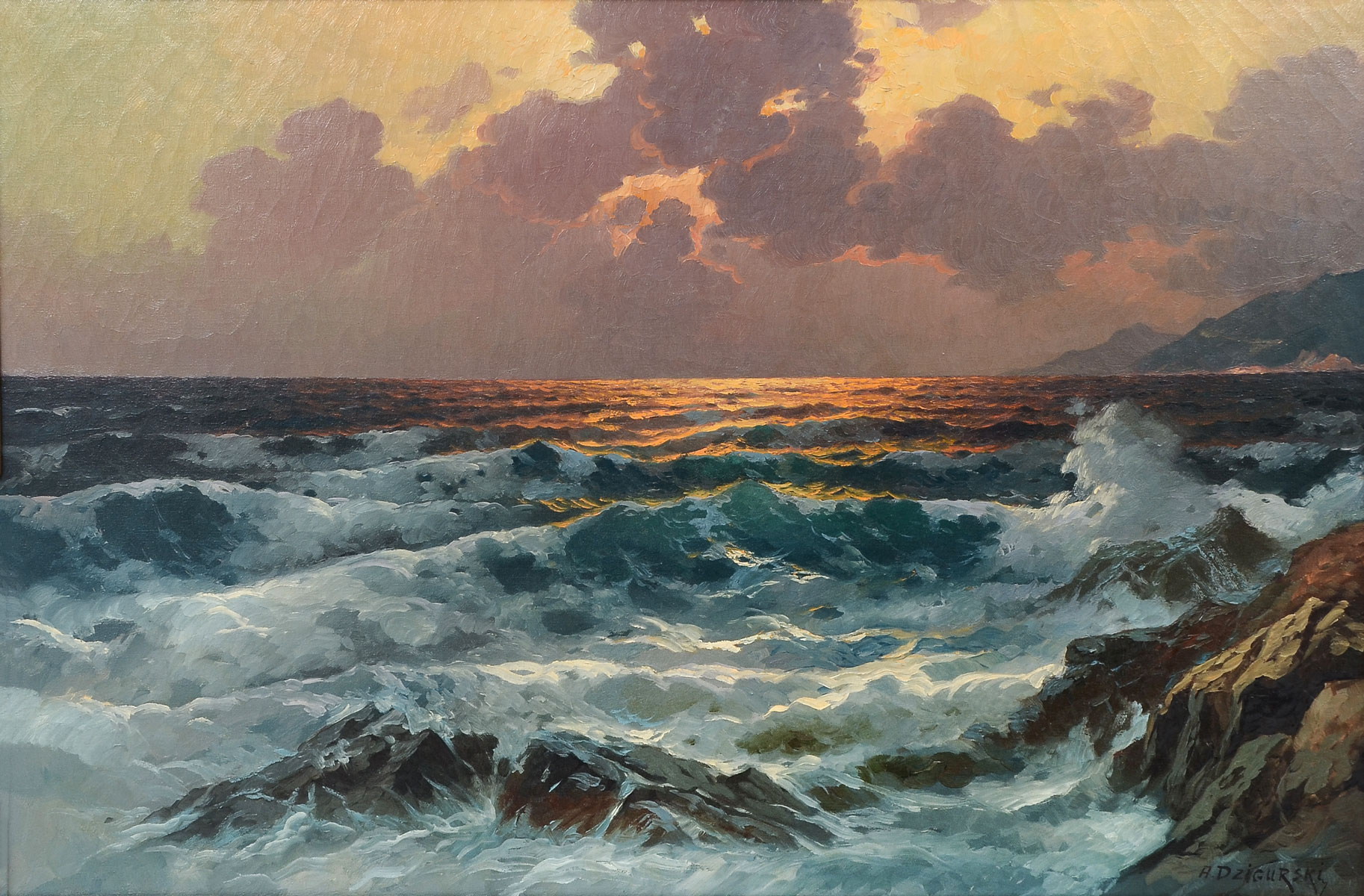 Appraisal: DZIGURSKI Alexander American - Sunset off the California Coast Oil