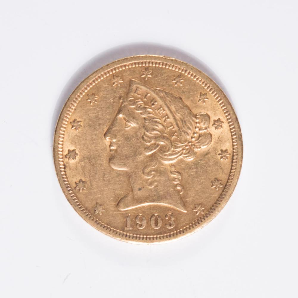 Appraisal: U S FIVE DOLLAR GOLD COIN Liberty head variety type