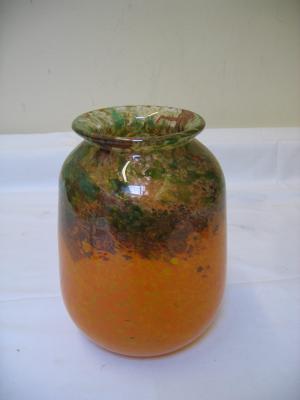 Appraisal: AN ART GLASS VASE in aventurine brown and orange possibly