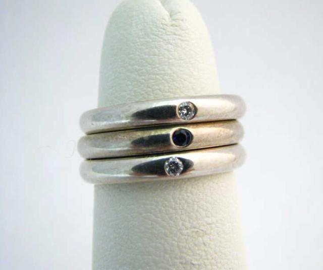 Appraisal: Three Tiffany Peretti Sterling Silver Stack Rings Two with Diamond