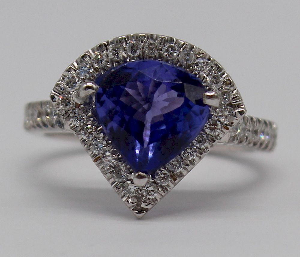 Appraisal: JEWELRY GIA No ct Tanzanite and Diamond Ring kt white