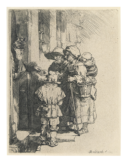 Appraisal: REMBRANDT VAN RIJN Beggars Receiving Alms at a Door Etching