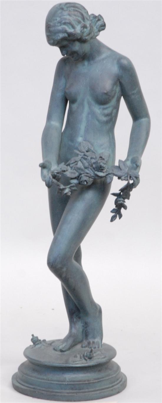 Appraisal: NEOCLASSICAL FOUNTAIN FIGURE Lead verdigris with female nude holding a