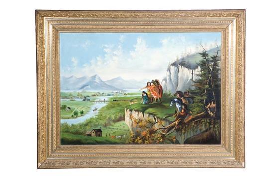 Appraisal: RIVER VALLEY LANDSCAPE WITH INDIANS AFTER CARL EMIL DOEPLER GERMANY