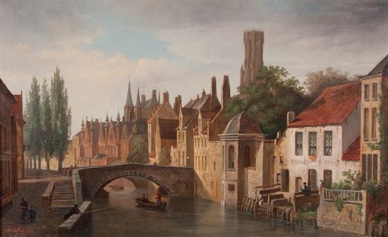 Appraisal: Flemish School th century View of Bruges oil on canvas