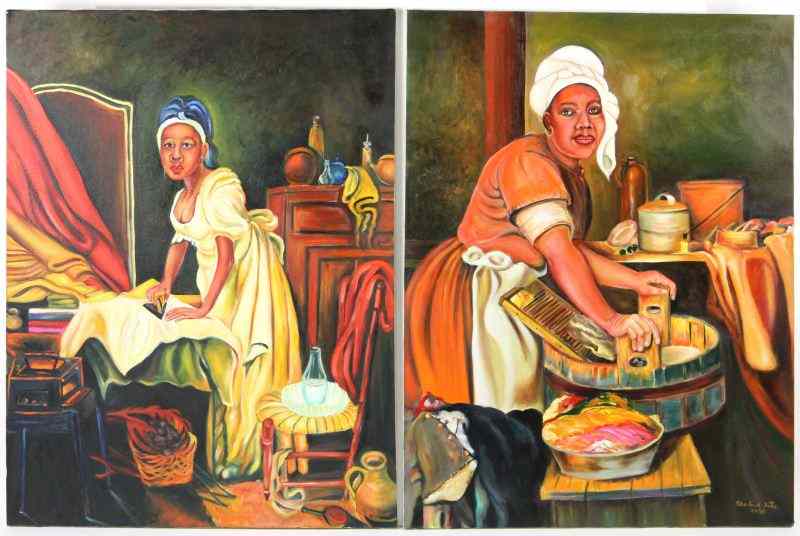 Appraisal: Sherlock Artis NC Two Paintingsthe first titled ''Wash Day ''