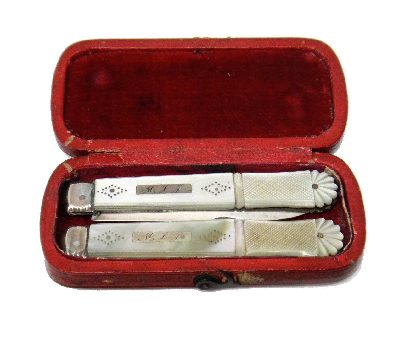 Appraisal: A William IV silver and mother of pearl travelling folding