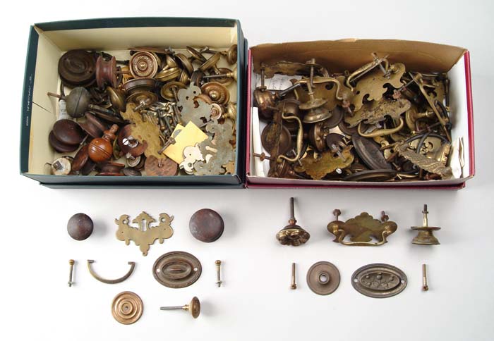 Appraisal: LOT OF MISCELLANEOUS ANTIQUE FURNITURE HARDWARE Lot includes brasses some