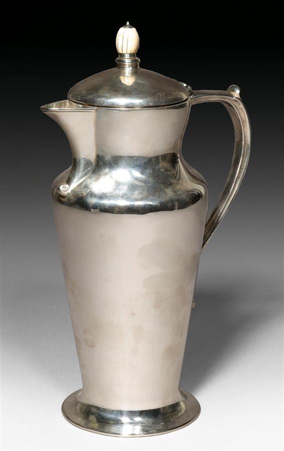 Appraisal: SHEFFIELD COFFEE POT circa Silver and ivory H cm g