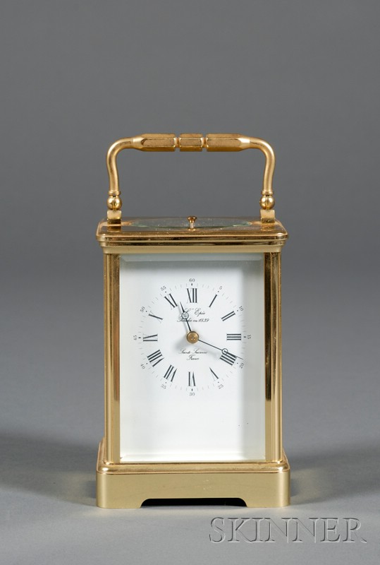 Appraisal: Hour Repeating Carriage Clock by L'Epie France th century brass