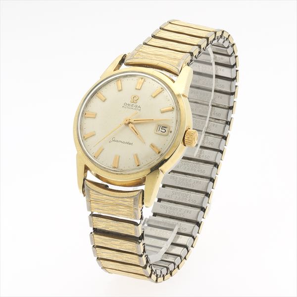 Appraisal: GOLD SHELL AND STAINLESS AUTOMATIC SEAMASTER mm head Matte eggshell