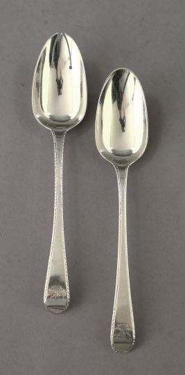 Appraisal: Two Sterling Silver Tablespoons one a George II Bright Edge