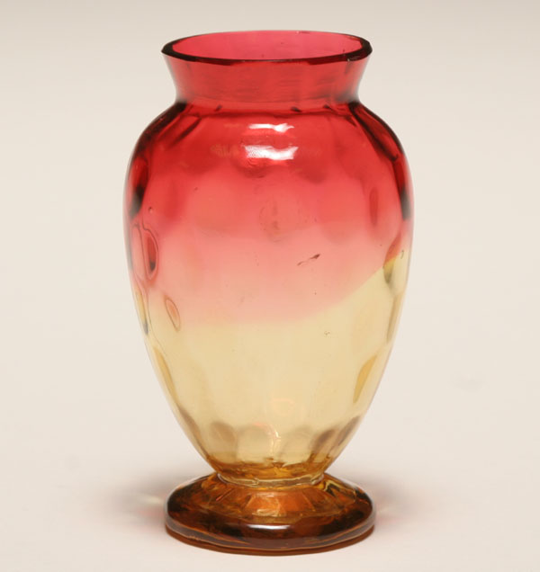 Appraisal: Victorian amberina dot optic glass vase H Fleabite to rim