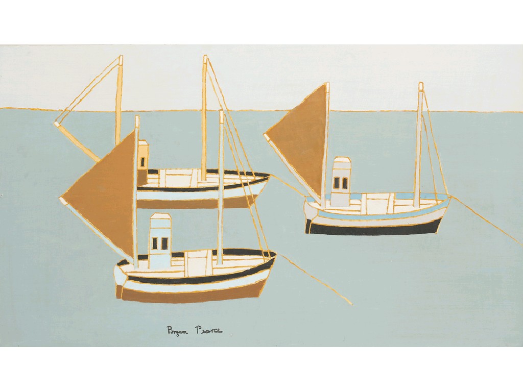 Appraisal: BRYAN PEARCE Three boats signed and the reverse inscribed with