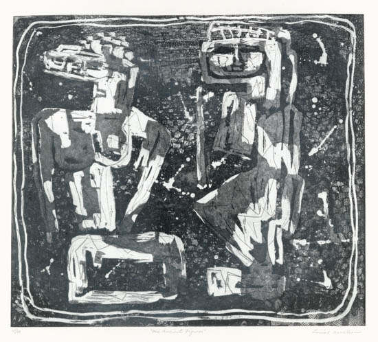 Appraisal: LOUISE NEVELSON One Ancient Figures Etching and aquatint on cream