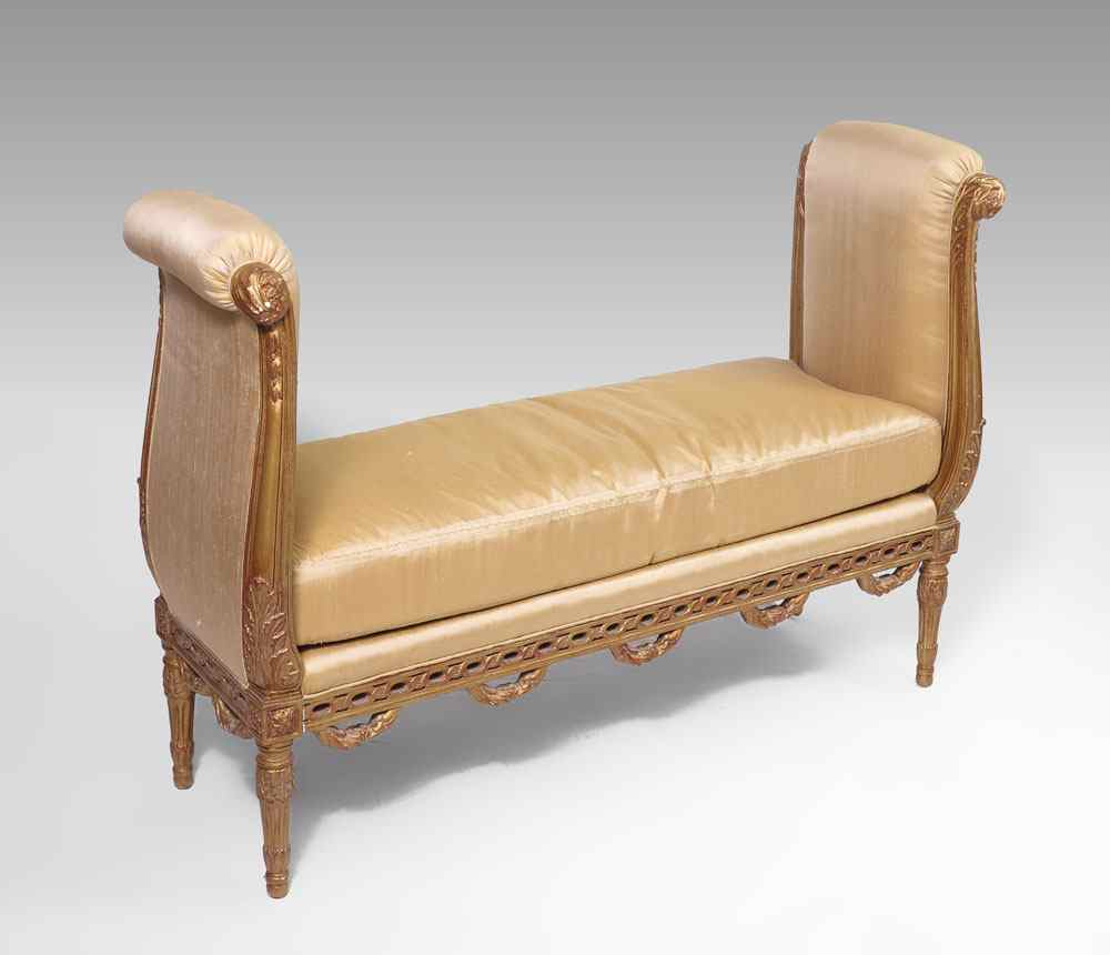 Appraisal: VICENTE WOLF CARVED AND GILT WOOD HALL BENCH '' tall