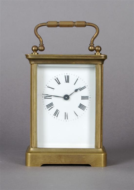 Appraisal: A Brass Carriage Clock Height inches