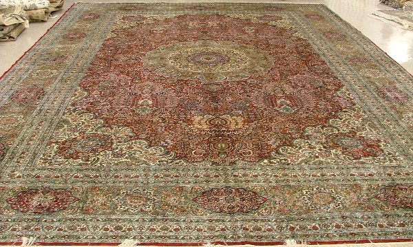 Appraisal: EXTRA LARGE SILK GREAT ROOM CARPET Indo-Persian -line quality '