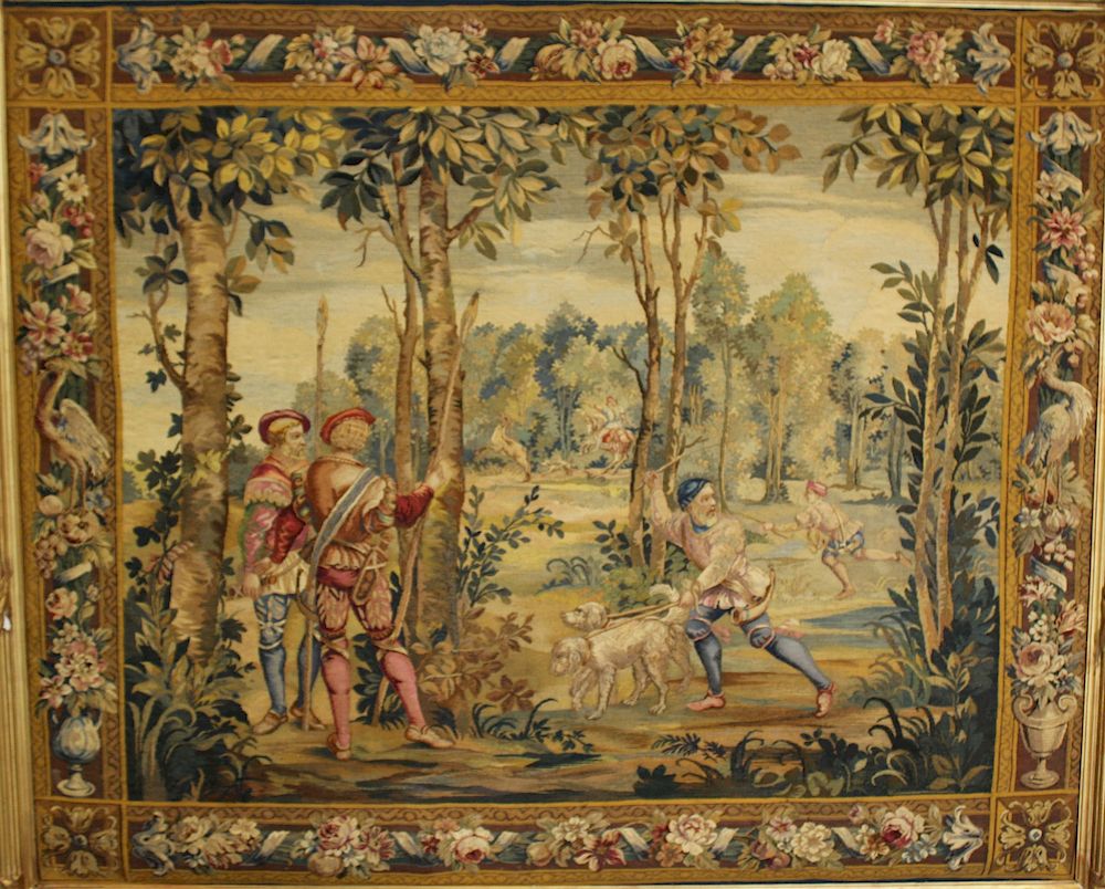 Appraisal: Century Continental Tapestry of a Hunting Scene Nice large size