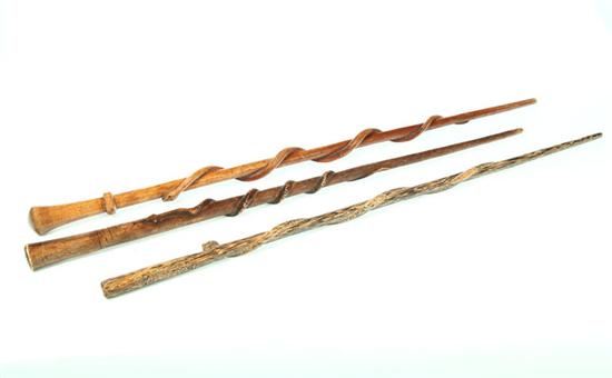 Appraisal: THREE FOLK ART CARVED CANES Late th-early th century All