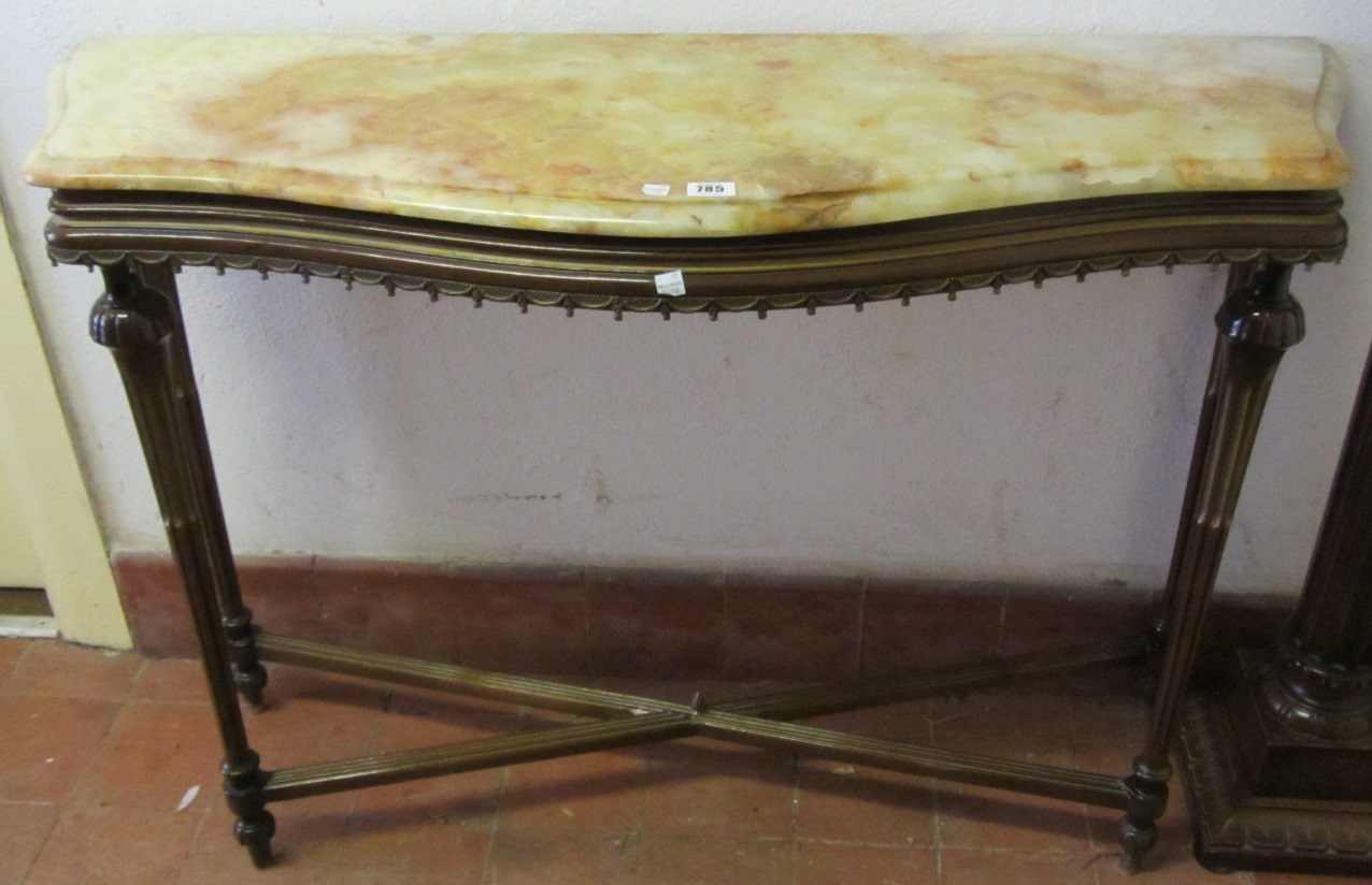 Appraisal: A th century console table the serpentine onyx top on