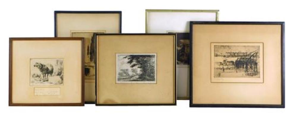 Appraisal: Five framed prints under glass including one Paulus Potter Dutch