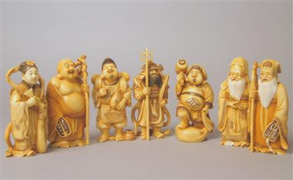 Appraisal: Japanese elephant ivory Seven Lucky Gods Ivory Okimono Set Japan