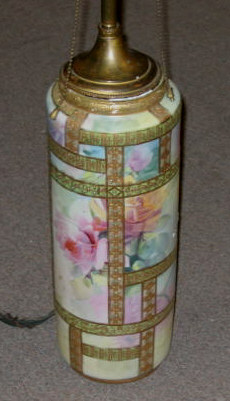 Appraisal: NIPPON TALL CYLINDRICAL VASE With allover gilt highlights accented by