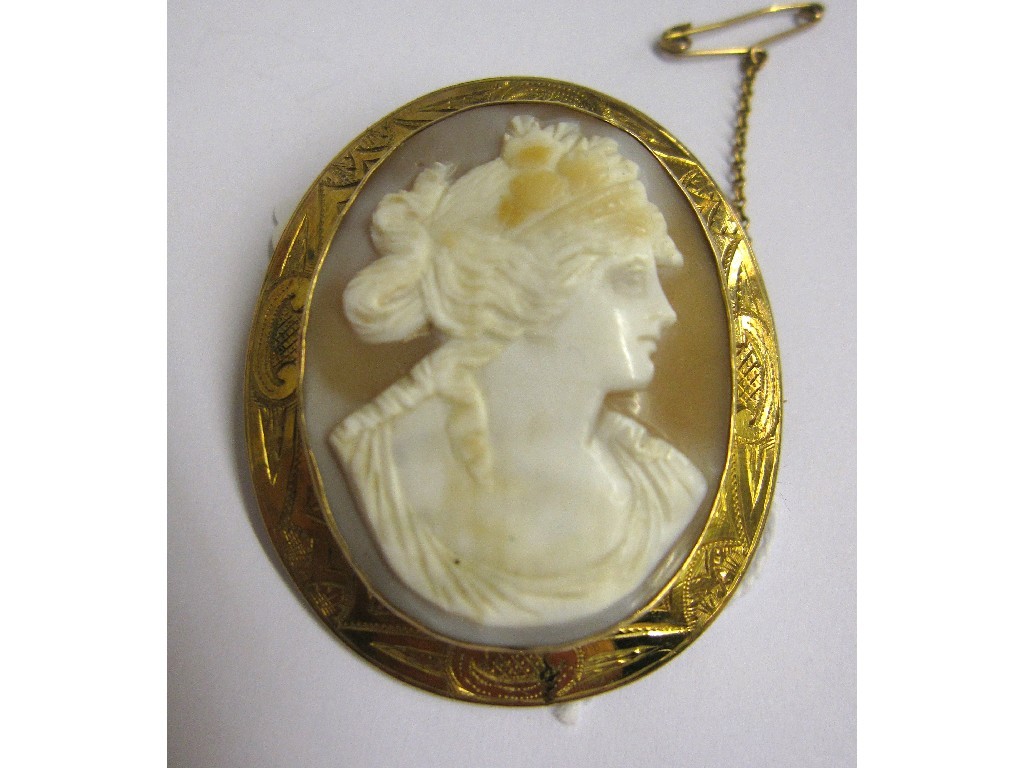 Appraisal: Victorian cameo of a maiden in profile in ct gold