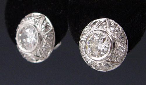 Appraisal: STUNNING PLATINUM CT DIAMOND EARRINGS Handmade platinum earrings each with