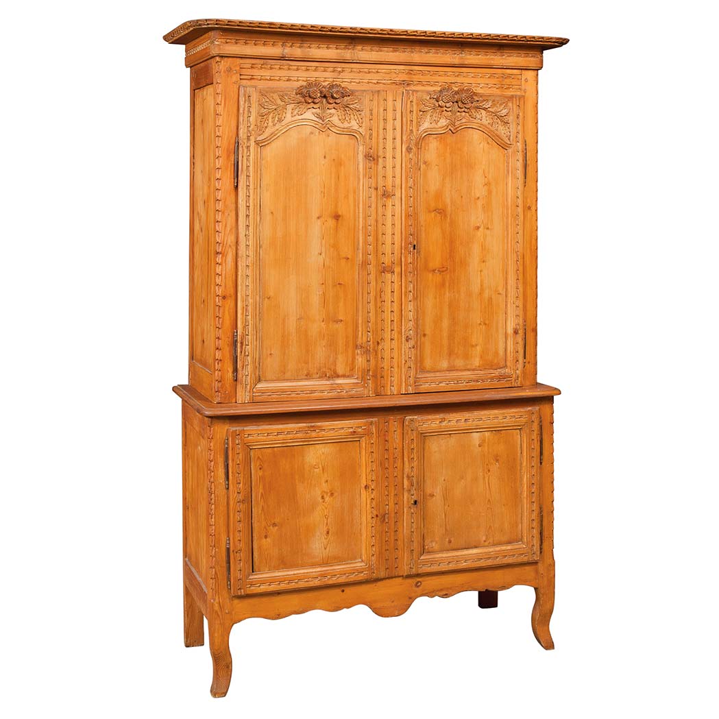 Appraisal: Provincial Louis XV Style Pine Buffet a Deux Corps In