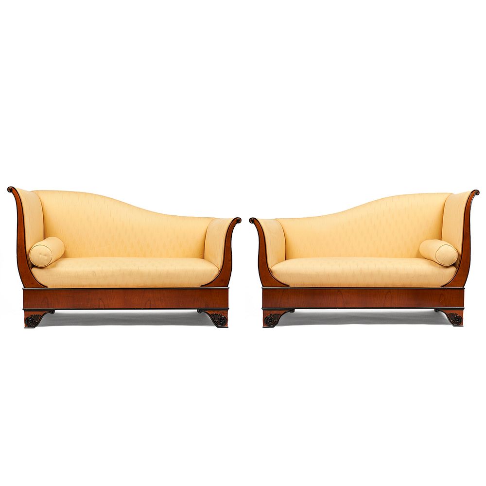 Appraisal: Pair of Biedermeier Recamier Couches Pair of th century Biedermeier