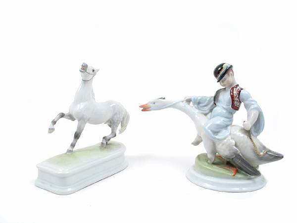 Appraisal: A group of two Herend porcelain figures depicting a figure