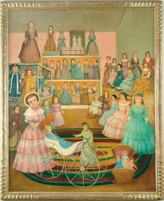 Appraisal: THOMAS ATTARDI American - DOLLS ON PARADE Outstanding oil on