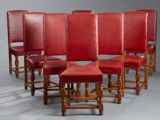 Appraisal: Set Of Eight Louis XIII Style Carved Oak Dining Ch