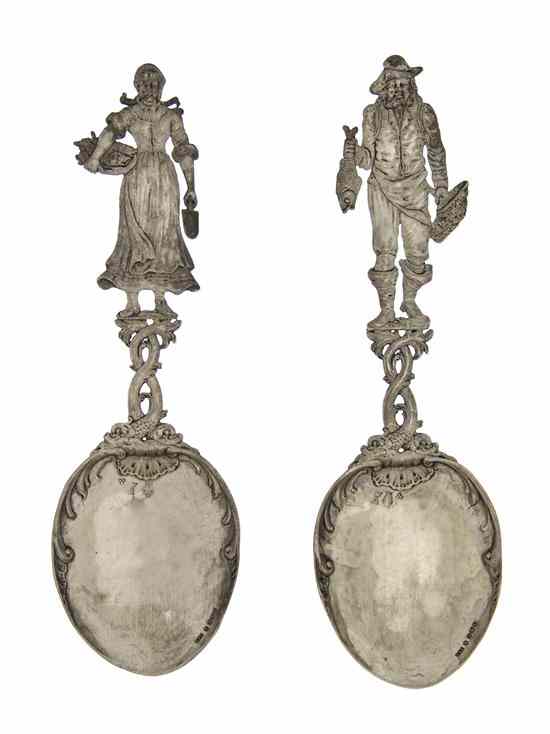 Appraisal: A Pair of Victorian Silver Figural Spoons Samuel Boyce Landeck