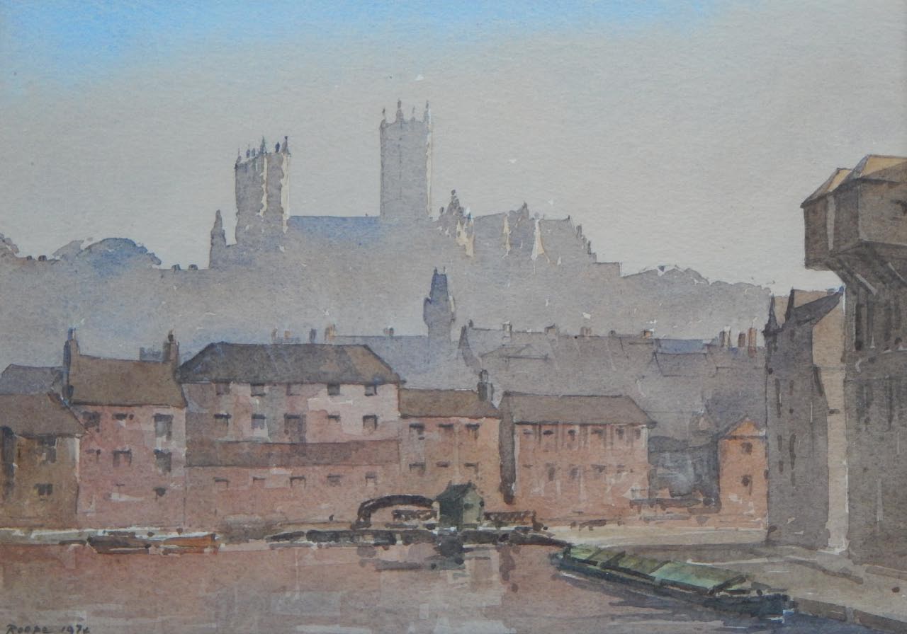 Appraisal: Len Roope - Lincoln from the Brayford watercolour signed and