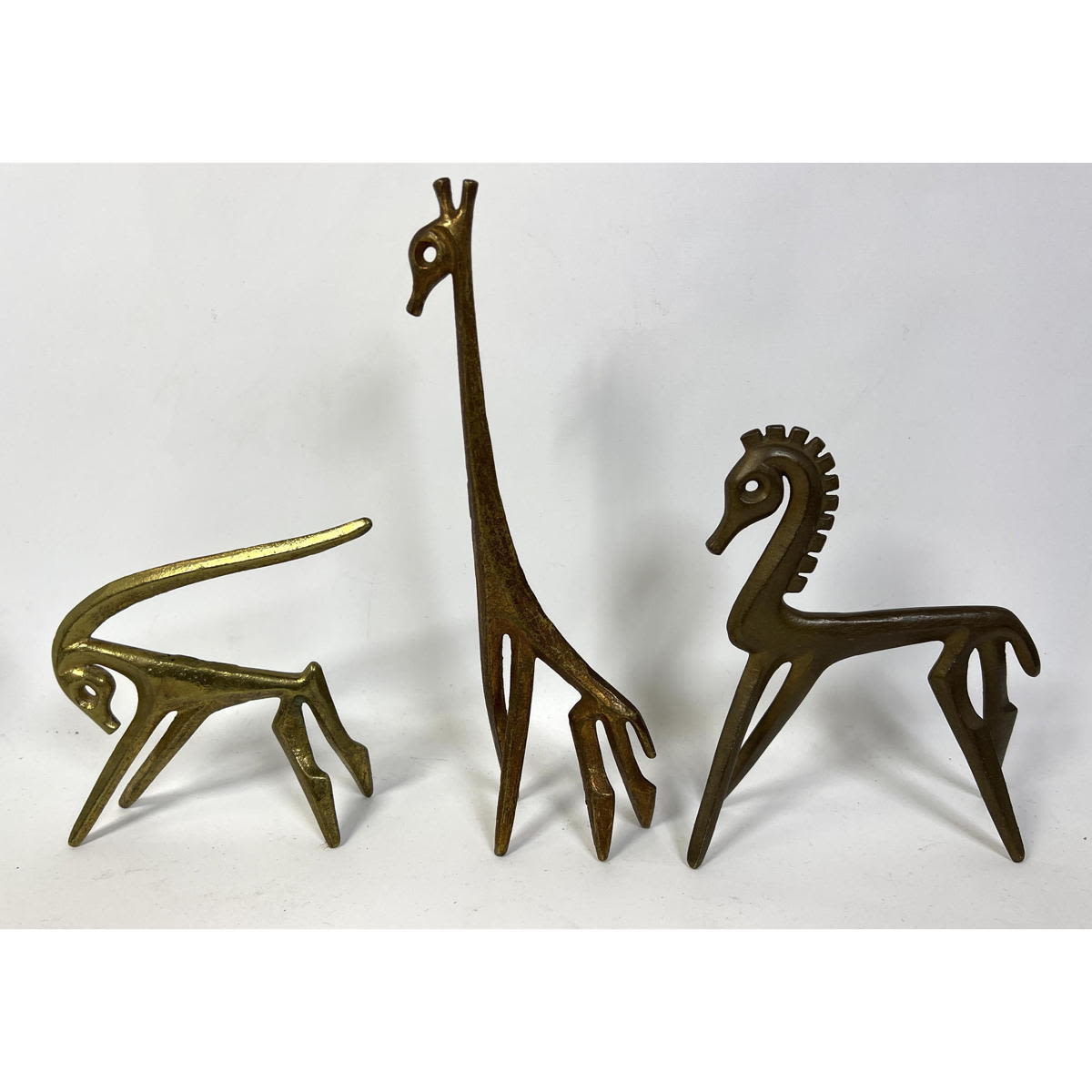 Appraisal: Set Frederick Weinberg Modernist sculptures Animals - Giraffe Ram Horse