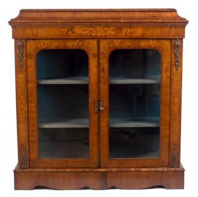 Appraisal: A Victorian walnut and inlaid display cabinet with gilt metal