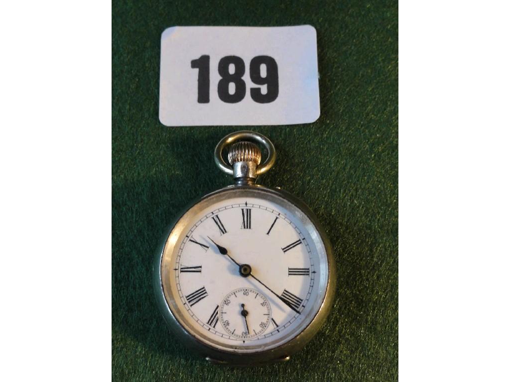 Appraisal: A white metal continental pocket watch with enamel dial and