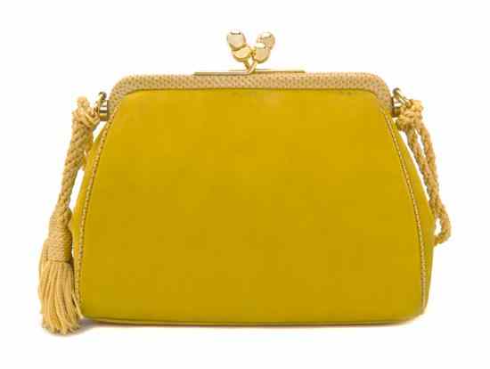 Appraisal: A Judith Leiber Yellow Velvet Evening Bag with a matching