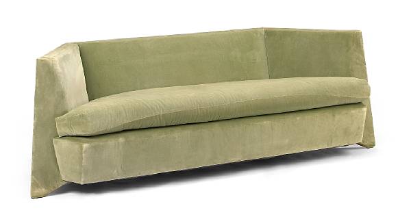 Appraisal: A Lloyd Wright green velvet upholstered sofa designed for the