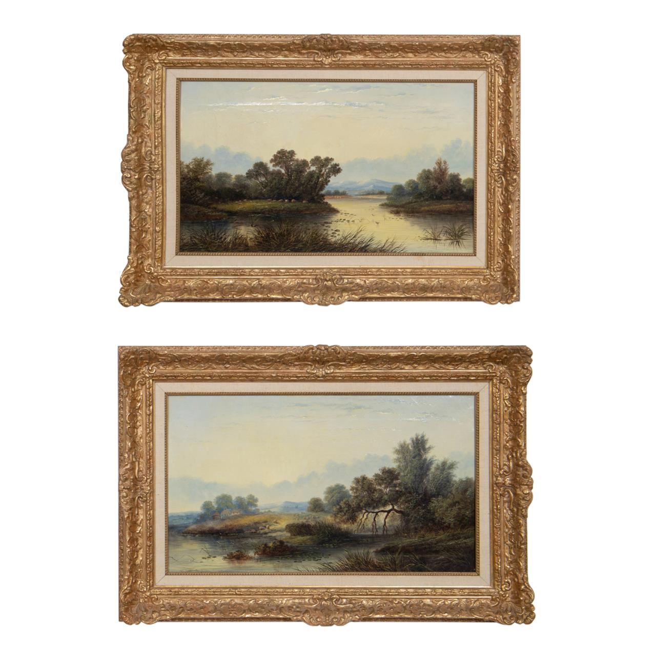 Appraisal: PAIR ENGLISH SCHOOL LANDSCAPES O C Pair of English School