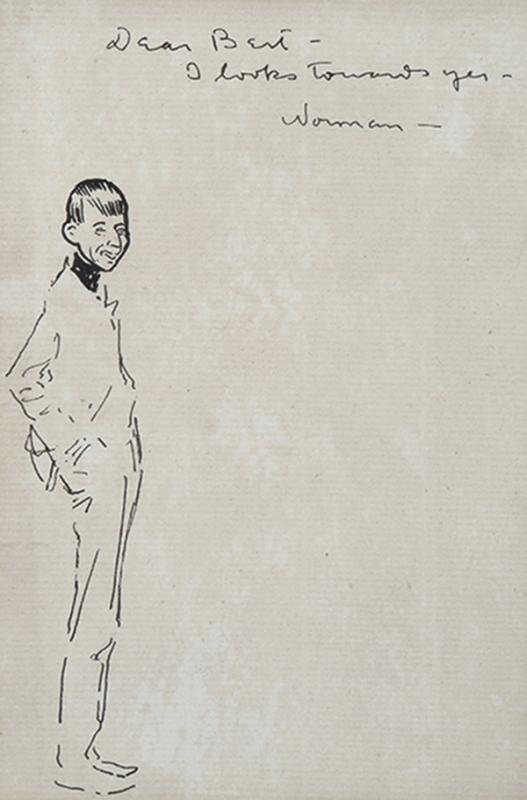 Appraisal: NORMAN LINDSAY - Self-Portrait inscribed to Bertram Stevens ink on