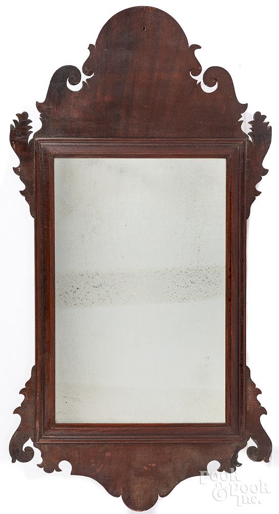 Appraisal: Chippendale mahogany looking glass late th c Chippendale mahogany looking